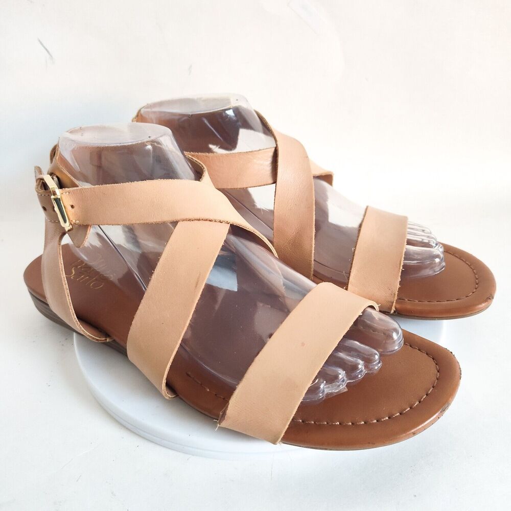 Franco Sarto Glorious Tan Slingback Leather Lightweight Sandals Womens Size 9